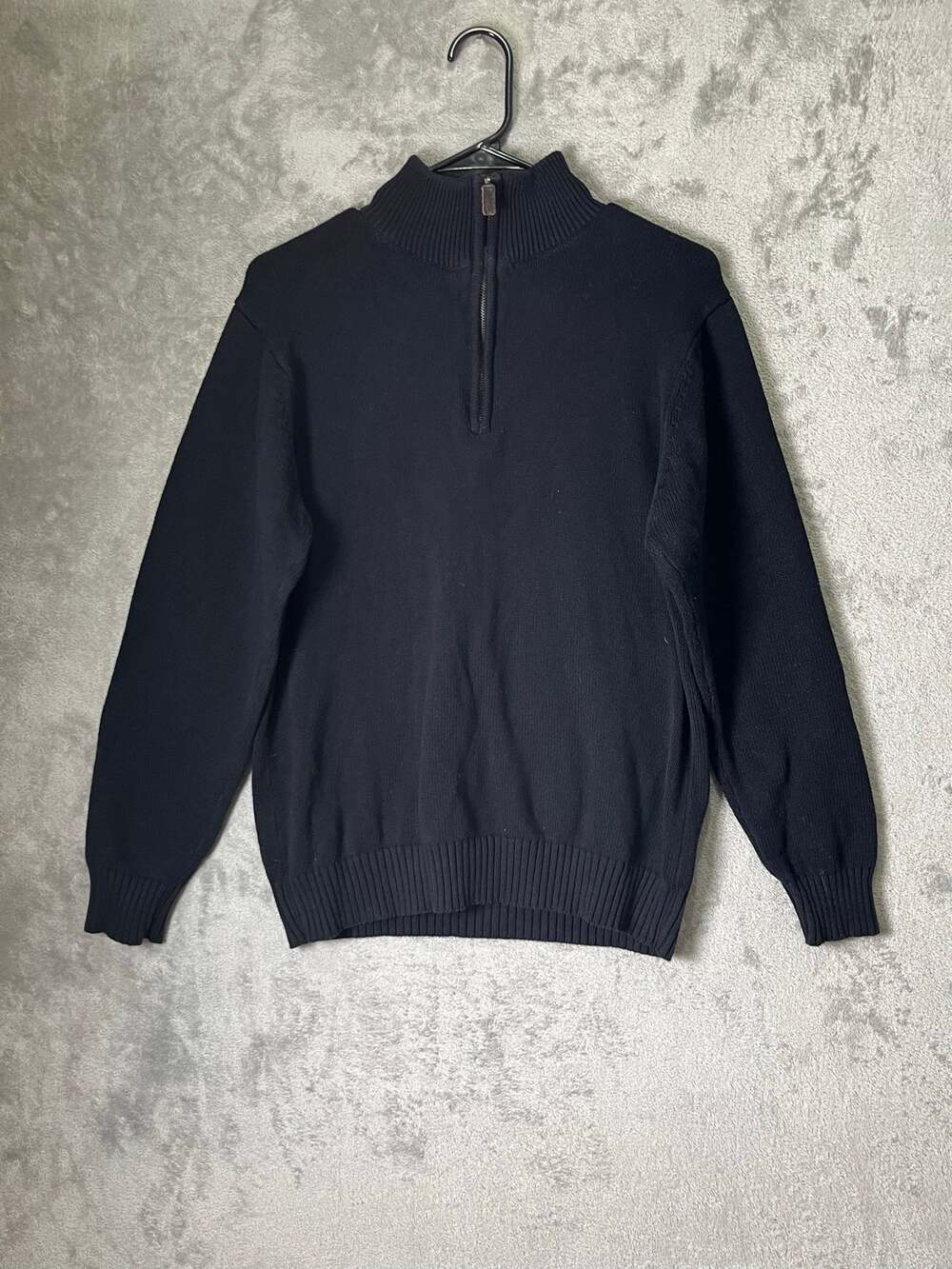 Oscar De La Renta Cotton Knit Quarter Zip Mock Neck Pullover Sweater Men Small